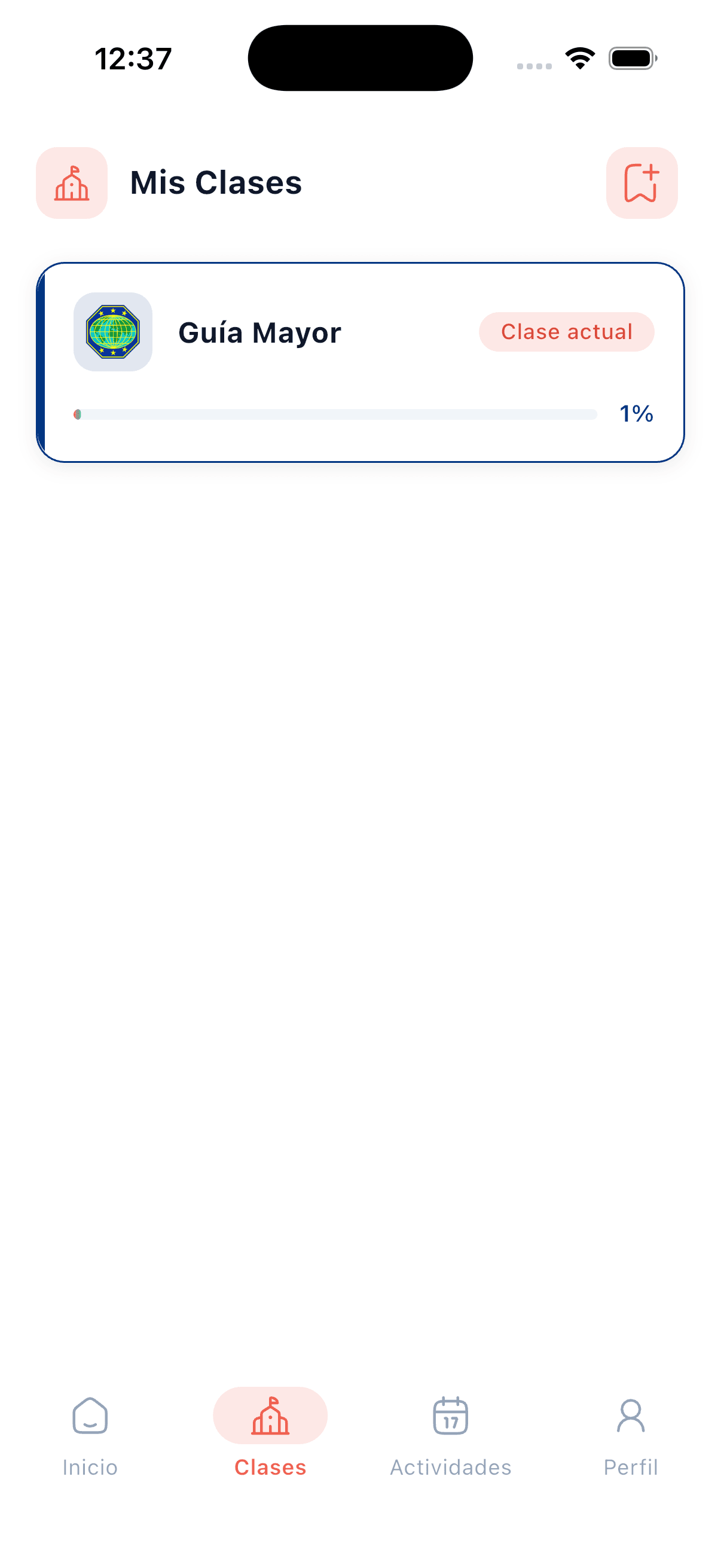 Pantalla de Mis Clases en la app SACDIA